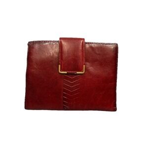 Prince Gardner Vintage Burgundy Leather Wallet Organizer Kiss-Lock Coin Purse
